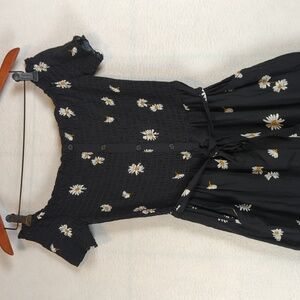 Nevena Rae Black Daisy Floral Ribbed Lightweight Jumpsuit S‎